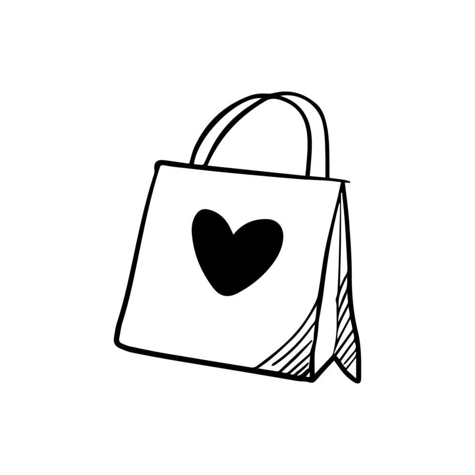 Doodle style shopping bag isolated on white background vector