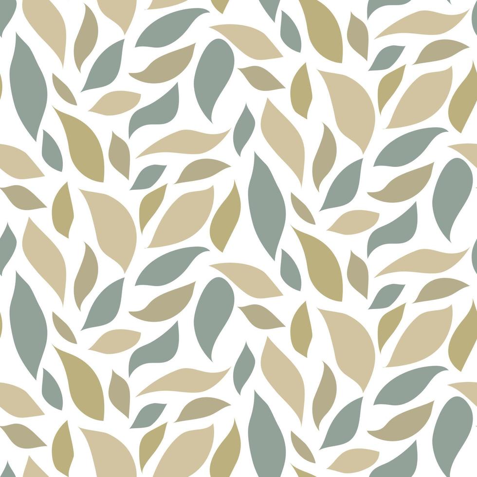 Seamless pattern of colored leaves on a white background. Abstract background for fabric and paper design. Seamless pattern of smooth elements. Natural shades. Foliage abstract printing packaging vector