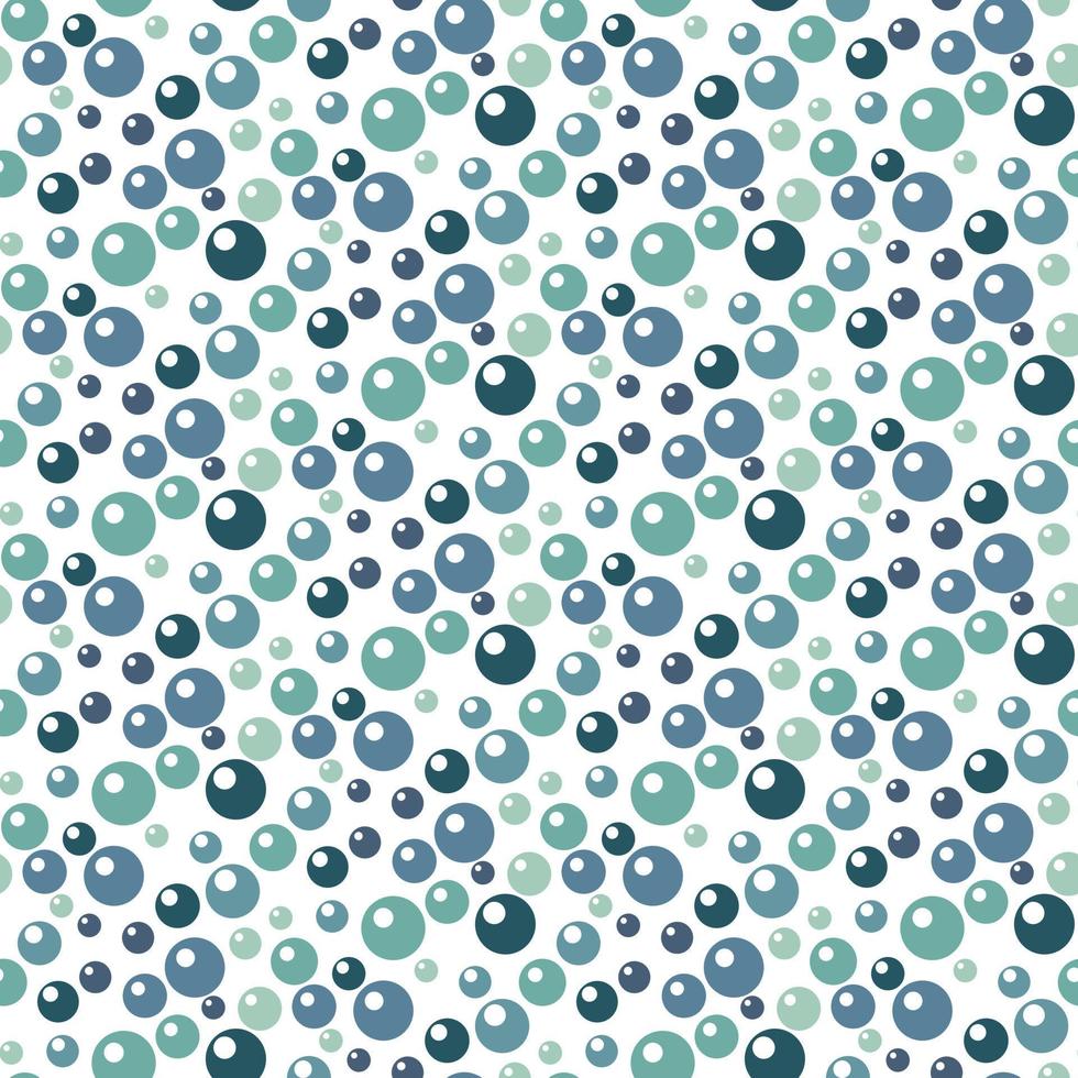 Vector print with a seamless pattern of colored blue bubbles on a white background. Bubbles randomly rise up. Design of vector illustrations for fashionable fabrics, textile graphics, prints