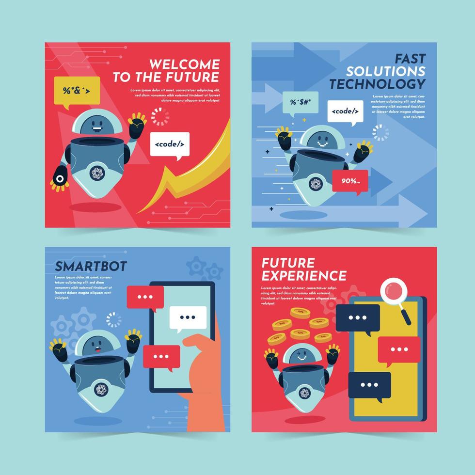 Artificial Intelligence Technology Social Media Posts vector