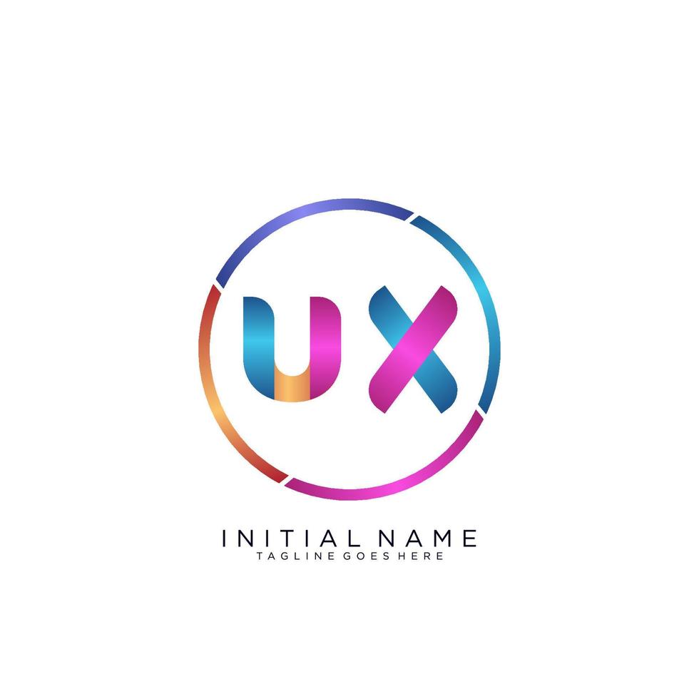 Letter UX colorfull logo premium elegant template vector