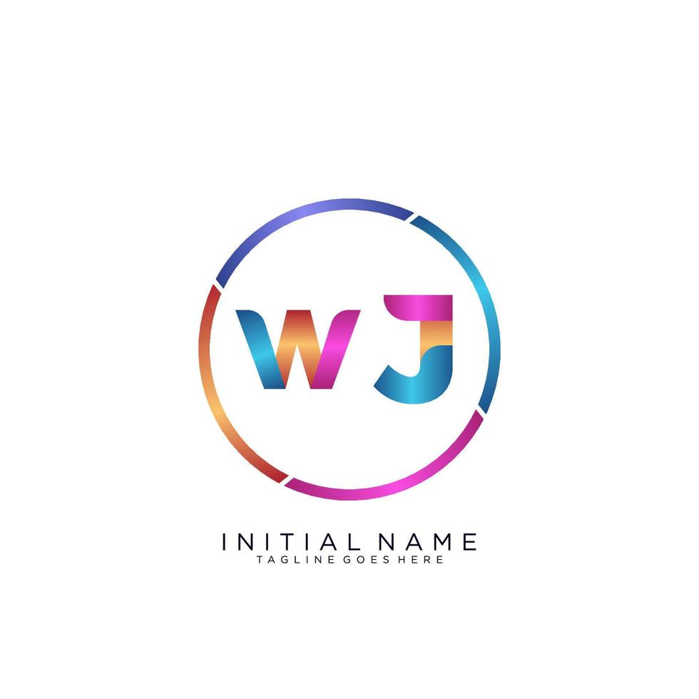 Letter WJ colorfull logo premium elegant template vector