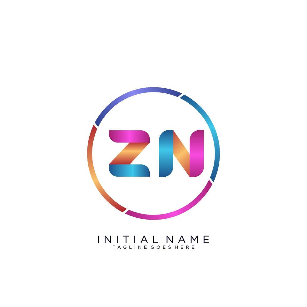 Letter ZN colorfull logo premium elegant template vector