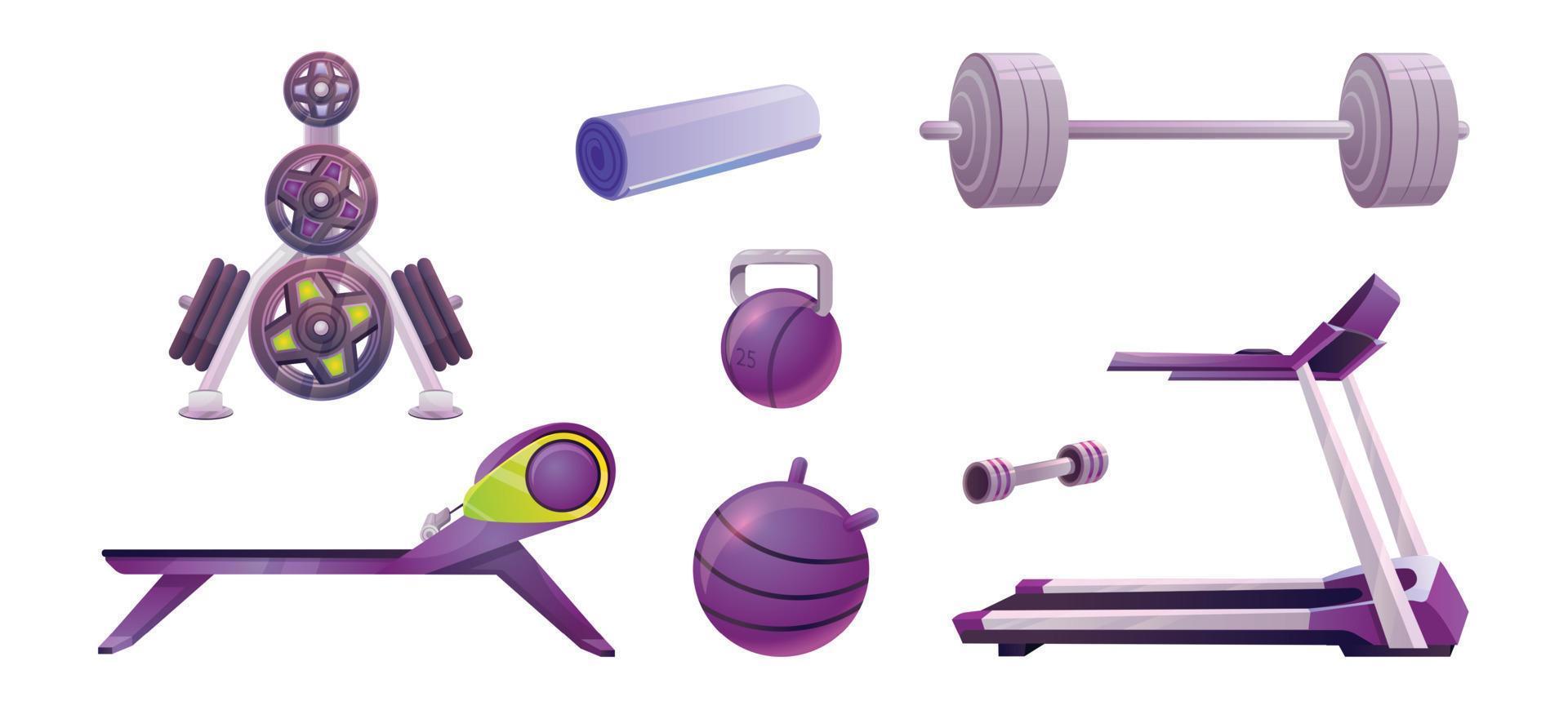 Cartoon set of gym workout equipment vector