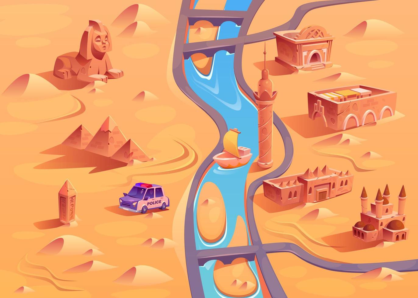 Egypt desert map background for game level scene vector