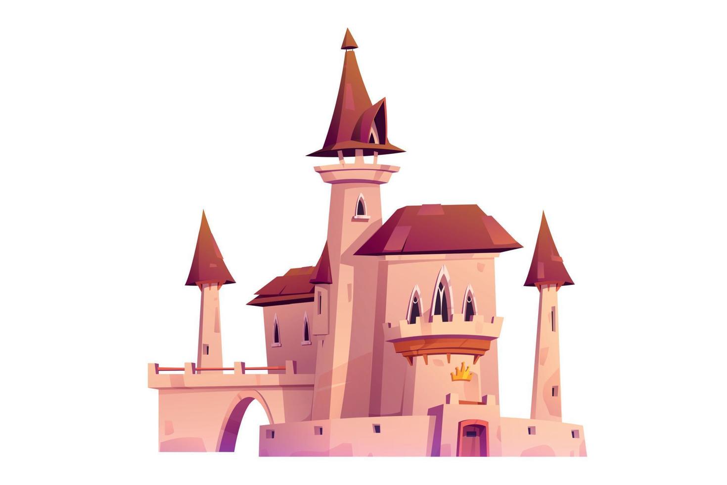 Magic princess palace, medieval royal castle vector