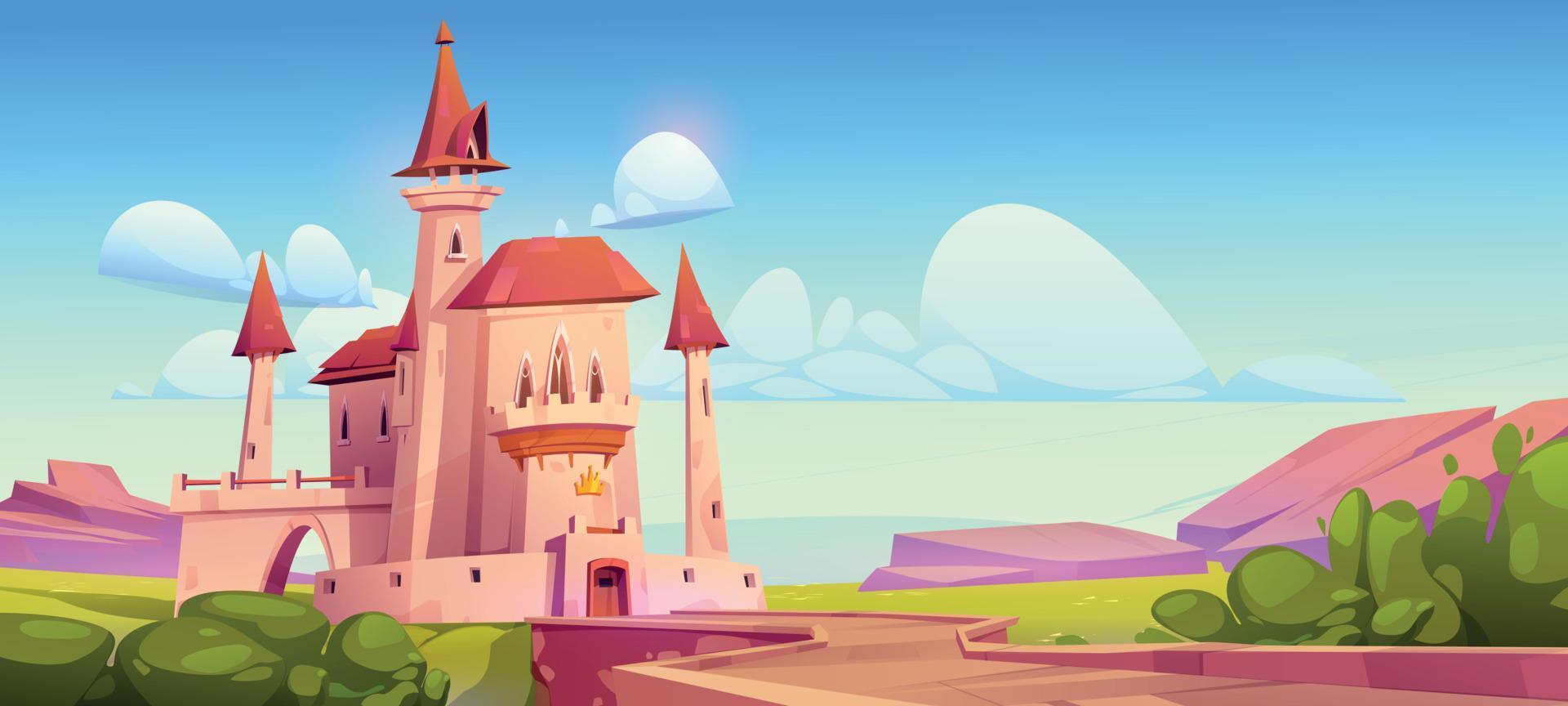 Medieval castle with bridge vector