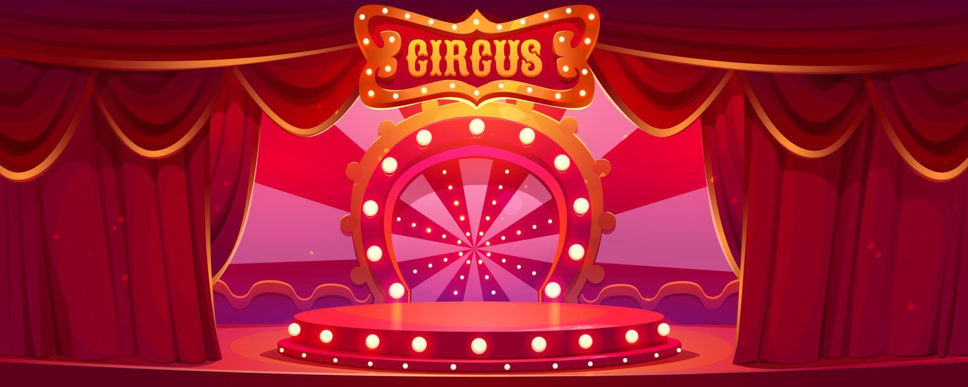 Cartoon circus stage background, carnival arena vector