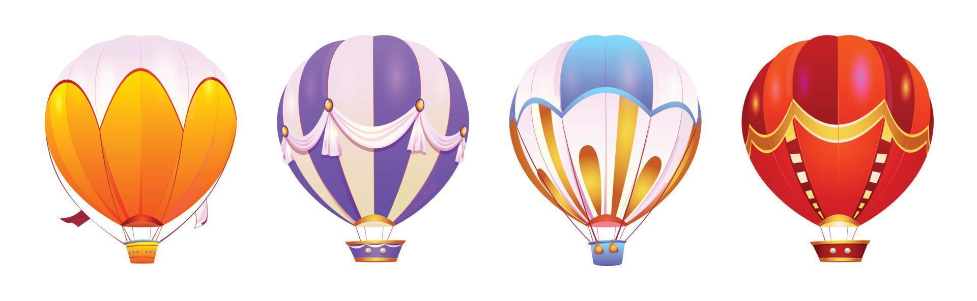 Cartoon set of hot air balloons isolated on white vector