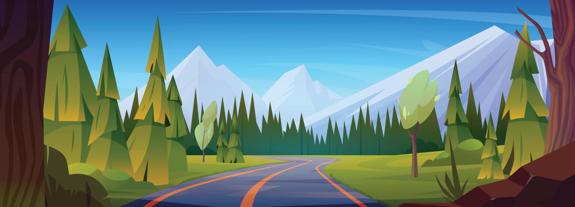 Cartoon mountain highway vector