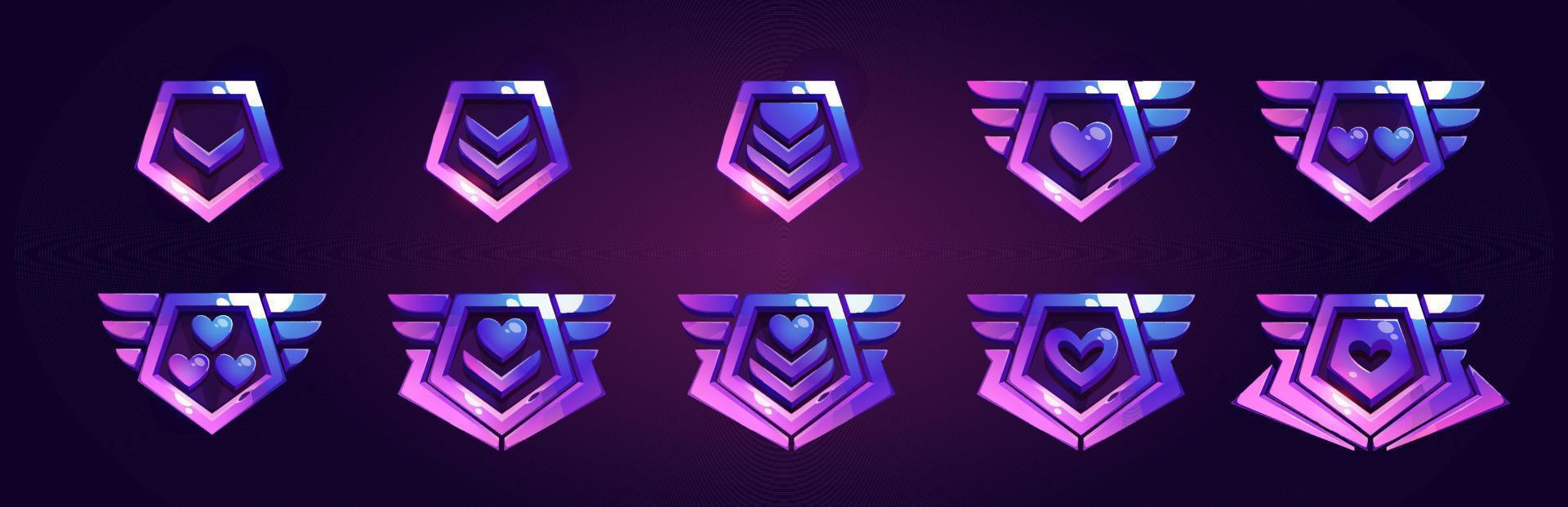 Military game insignia rank badge cartoon vector
