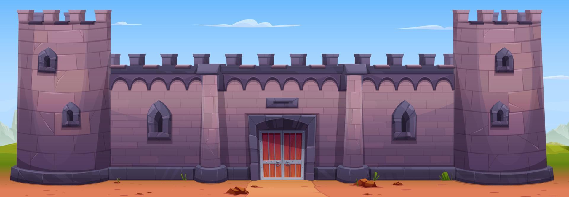 Wall of medieval stone castle vector