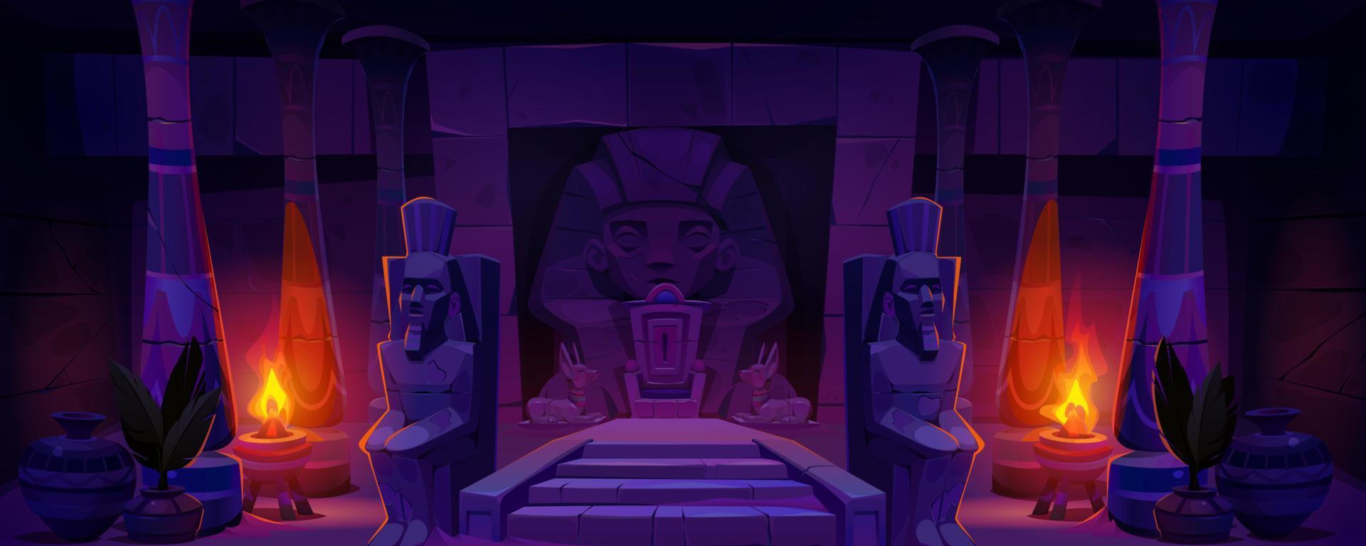 antiguo Egipto faraón trono templo dibujos animados vector