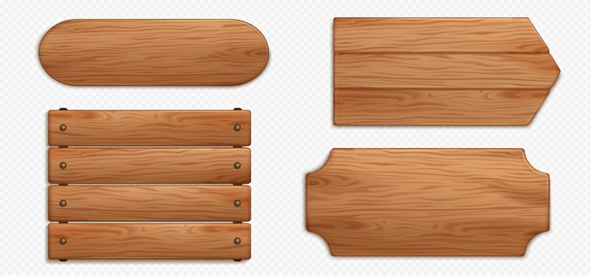 realista conjunto de de madera letreros en blanco antecedentes vector