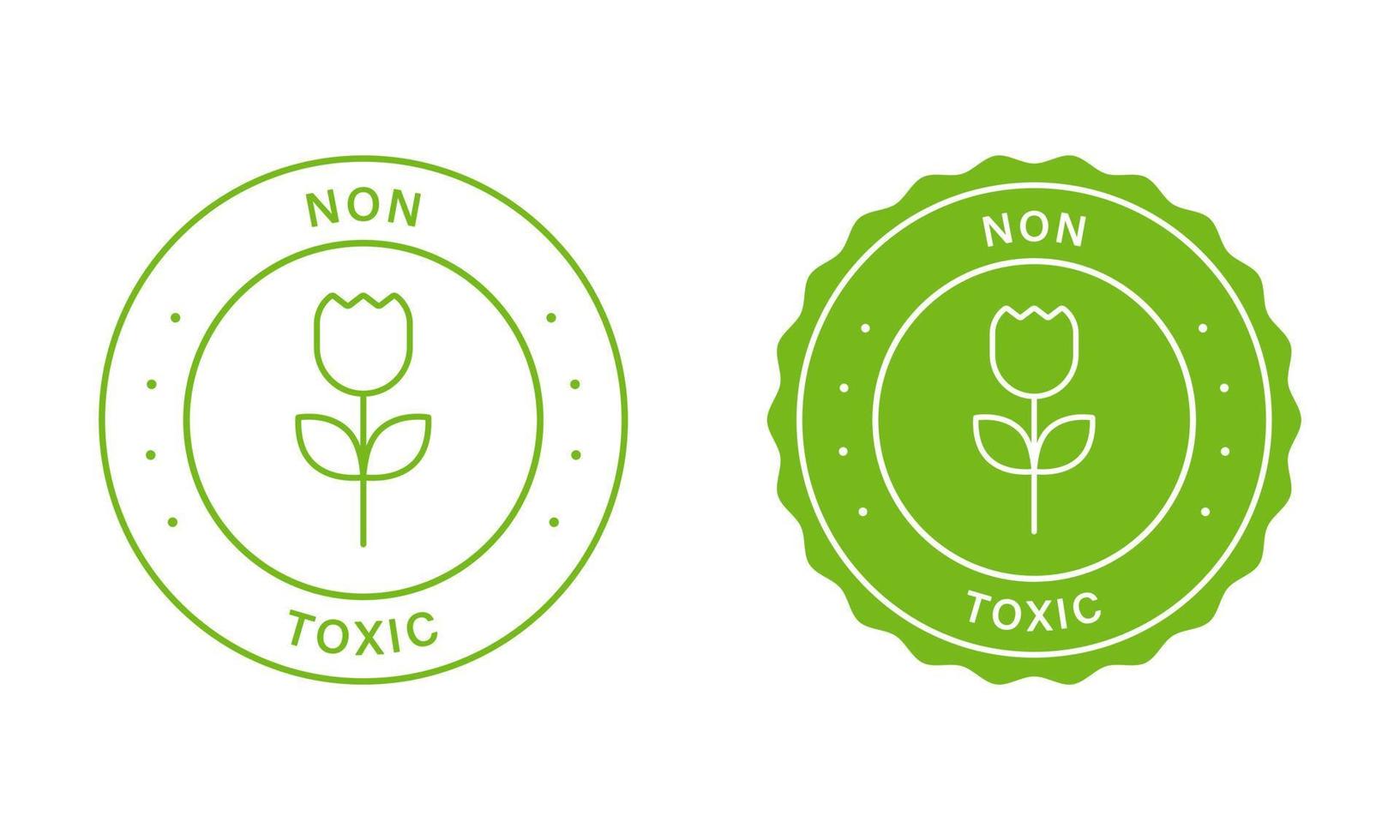 Toxic Free Chemicals Safe Product Stamp Set. Ecology Guaranteed Green Labels. Eco Clean Sticker. Organic Safe Non-Toxic Sign. Non Toxic Symbol. Free Chemical Icon. Isolated Vector Illustration.