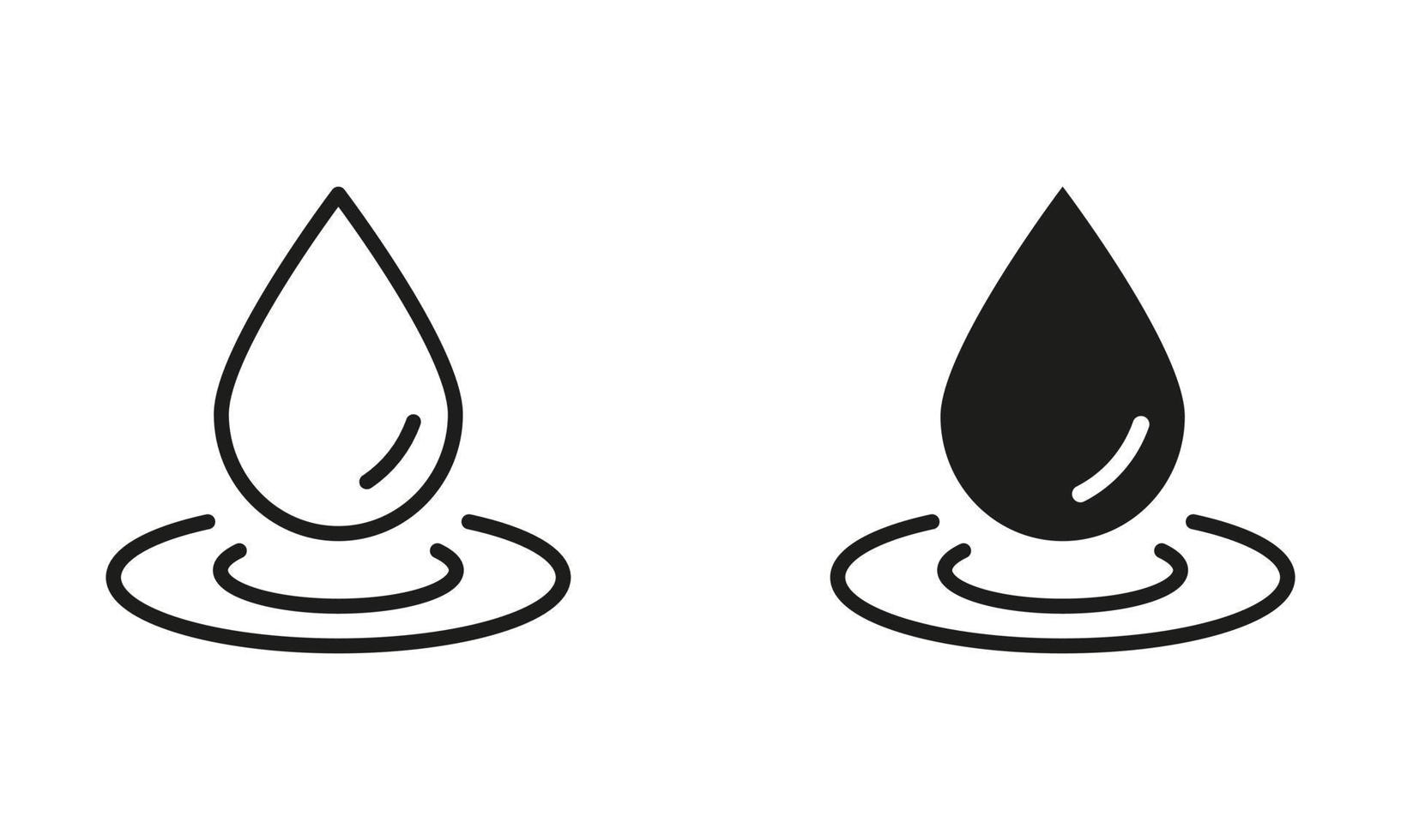 agua soltar silueta y línea icono colocar. agua gotita y chapoteo negro símbolo recopilación. vector aislado ilustración.