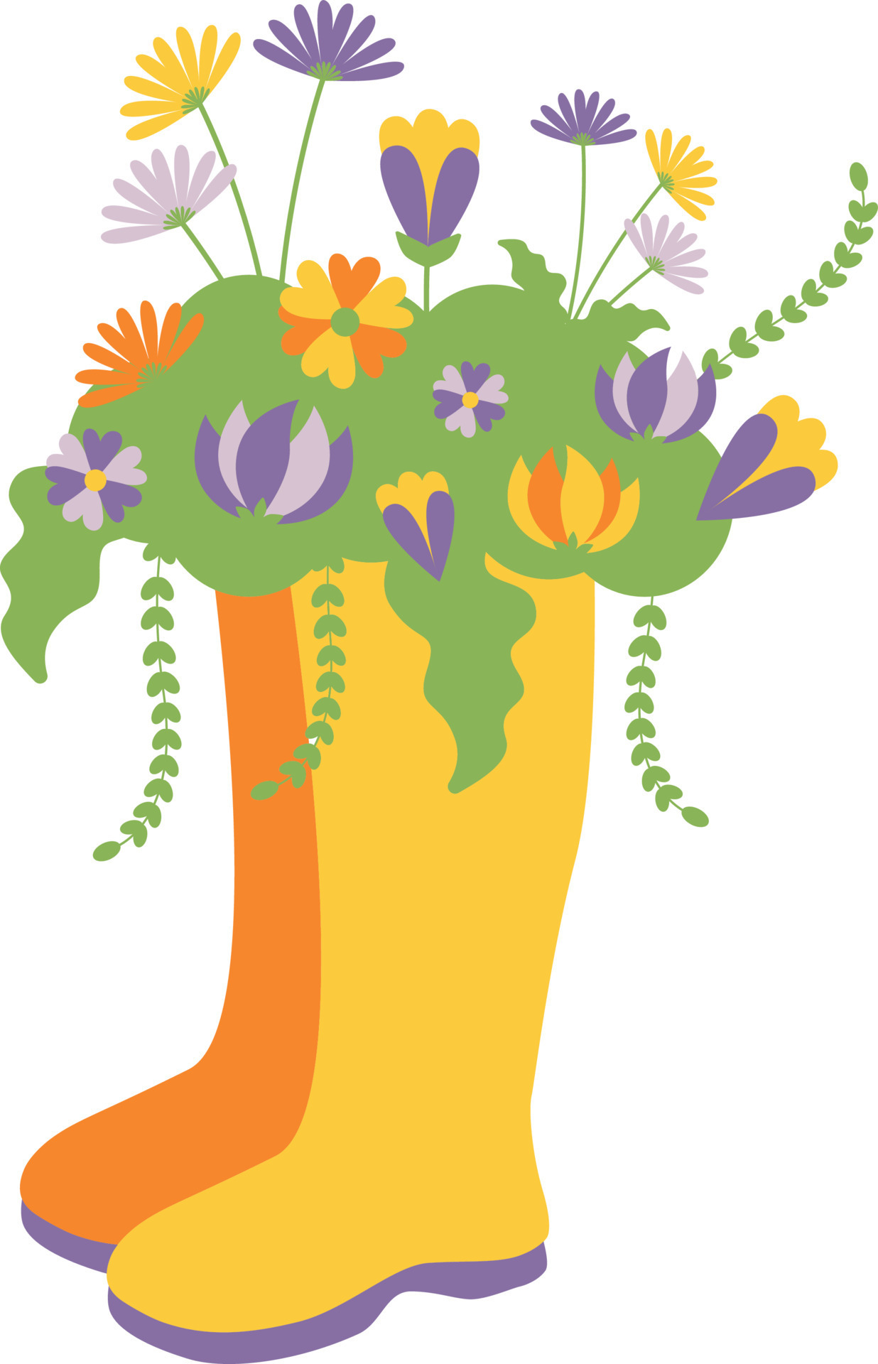 Spring Flowers in Boots Illustration 23203959 Vector Art at Vecteezy