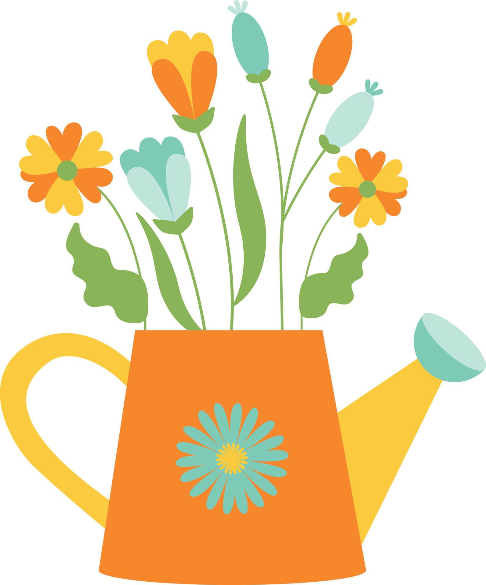 Watering Can with Spring Flowers Illustration 23203961 Vector Art at