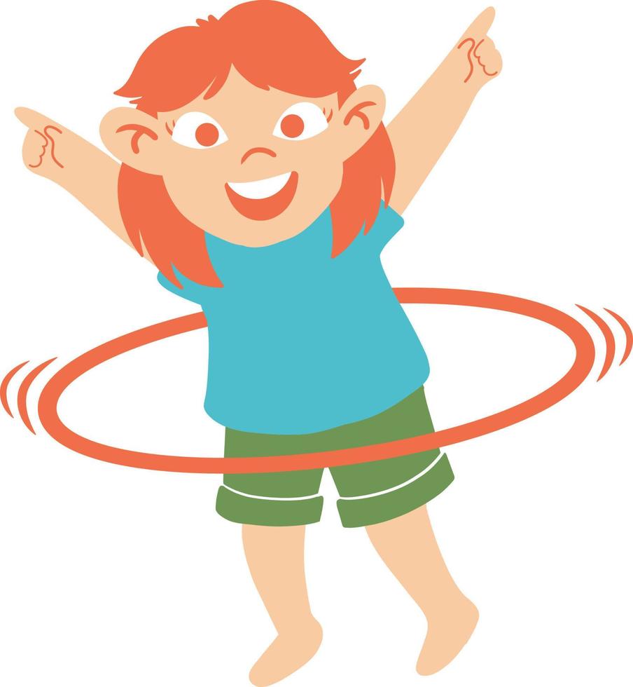 A Girl Playing Hula Hoop Illustration vector