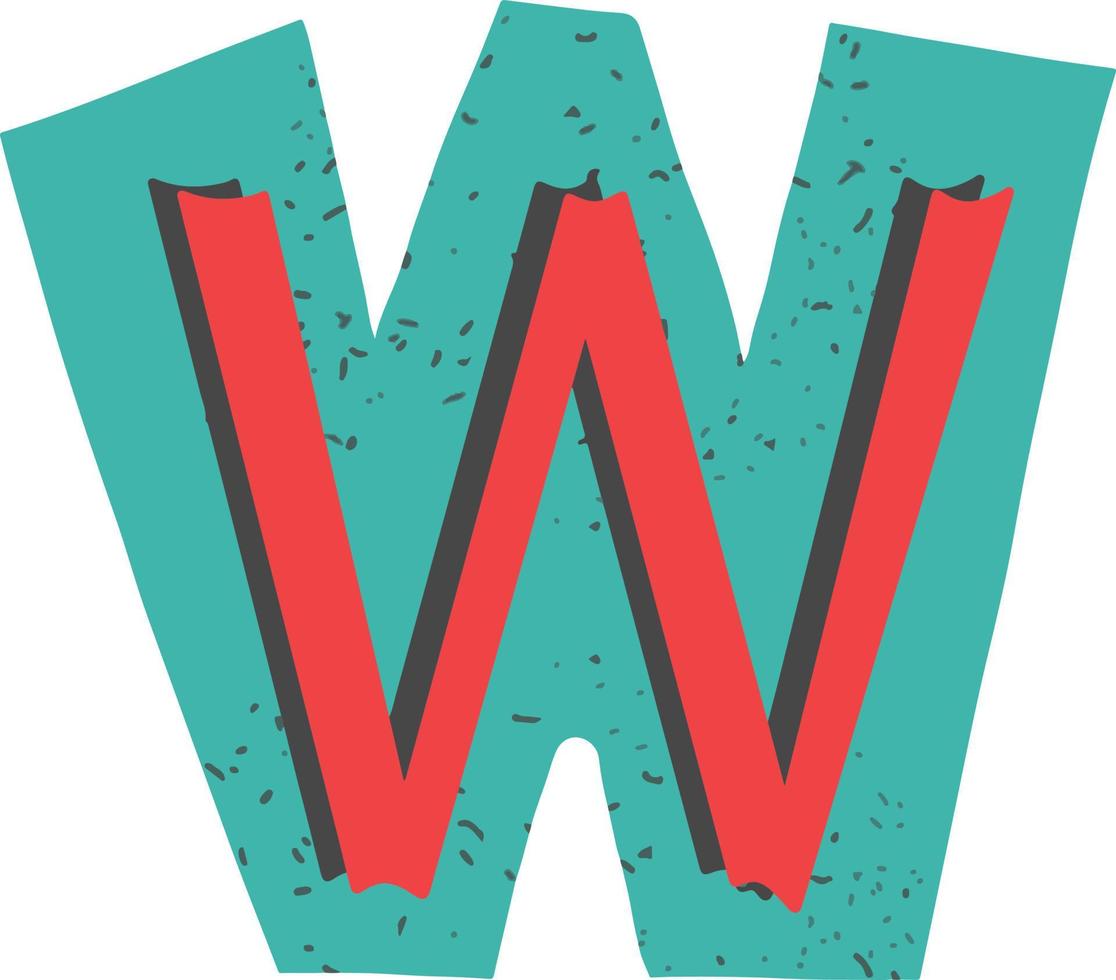 Letter W Magazine Cut-Out Element vector