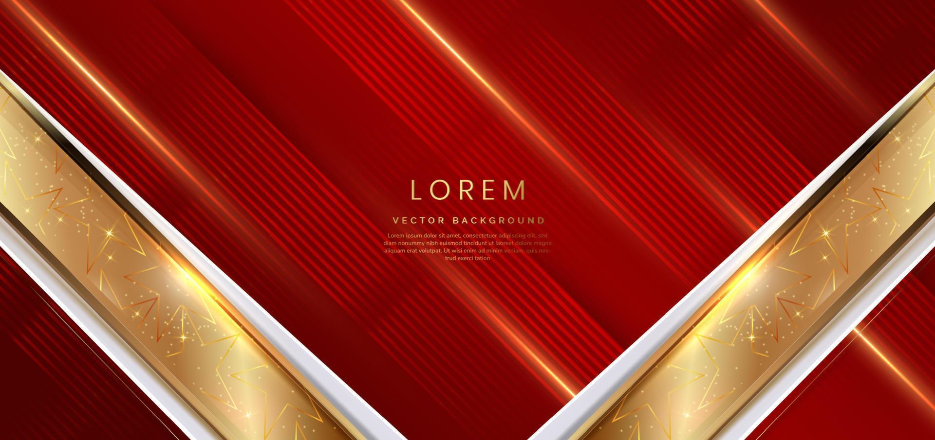 Abstract elegant red background with golden line and lighting effect. Luxury template award design. vector