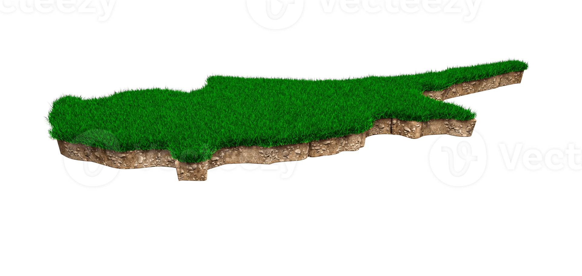Cyprus Map soil land geology cross section with green grass and Rock ground texture 3d illustration png