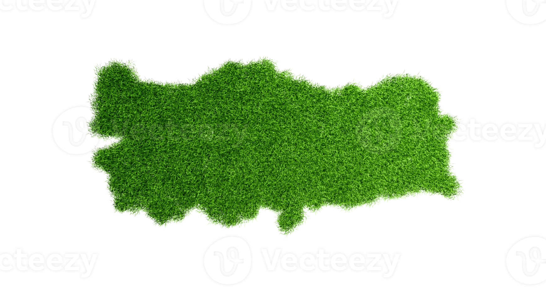 Detailed Turkey Map with green Grass 3d illustration png