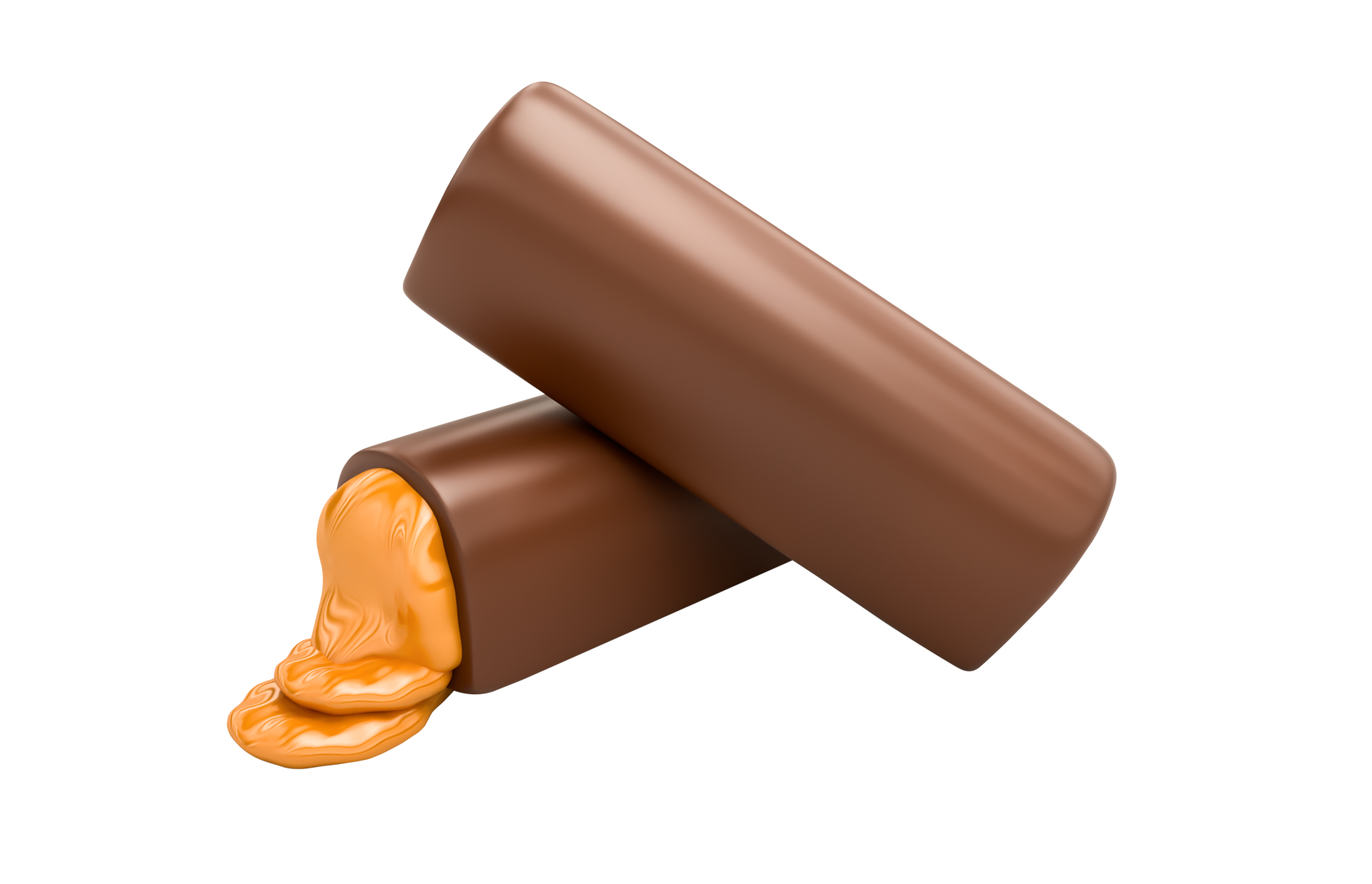 Chocolate bar with Sweet Caramel melting, Chocolate bar broken with