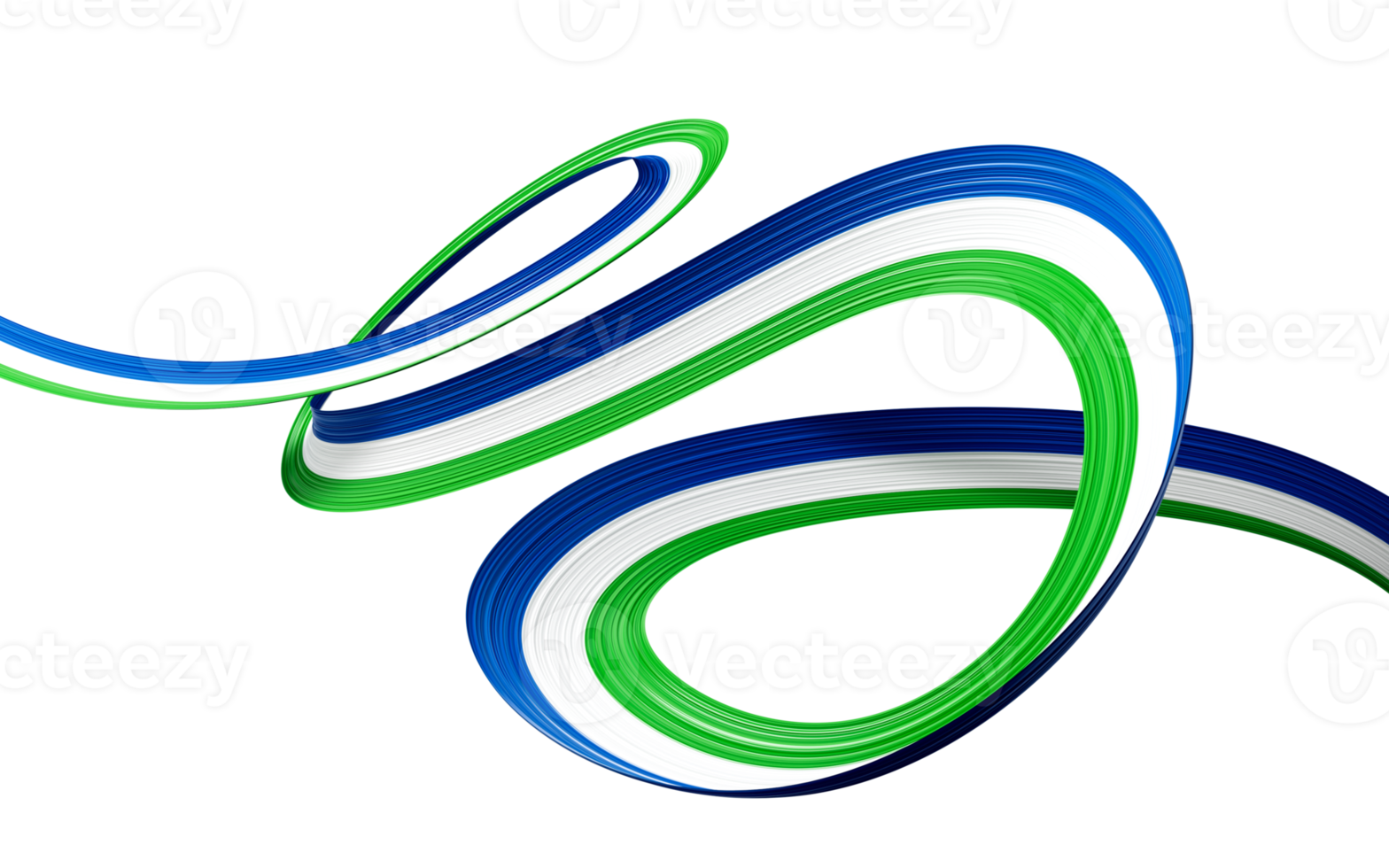 Colors Ribbon Tape of Sierra Leone twisted isolated 3d illustration png