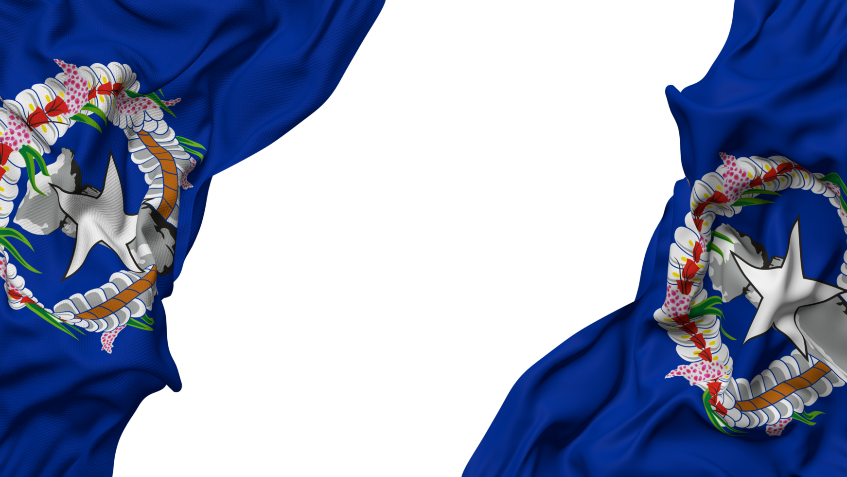 Northern Mariana Islands Flag Cloth Wave Banner in the Corner with Bump and Plain Texture, Isolated, 3D Rendering png