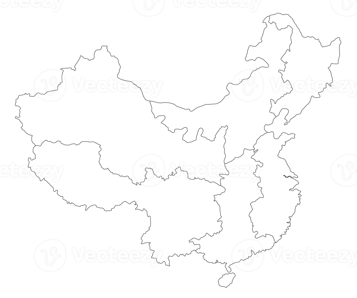 China mapa com Branco preto contorno, png