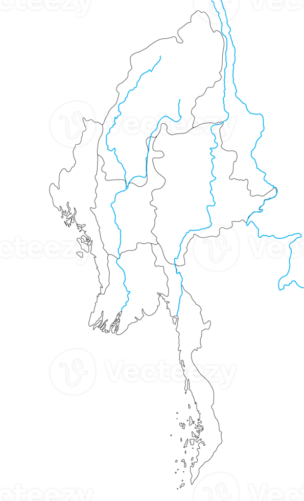 Myanmar map with rivers png