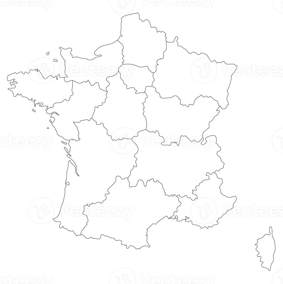 French map with white-black outline png