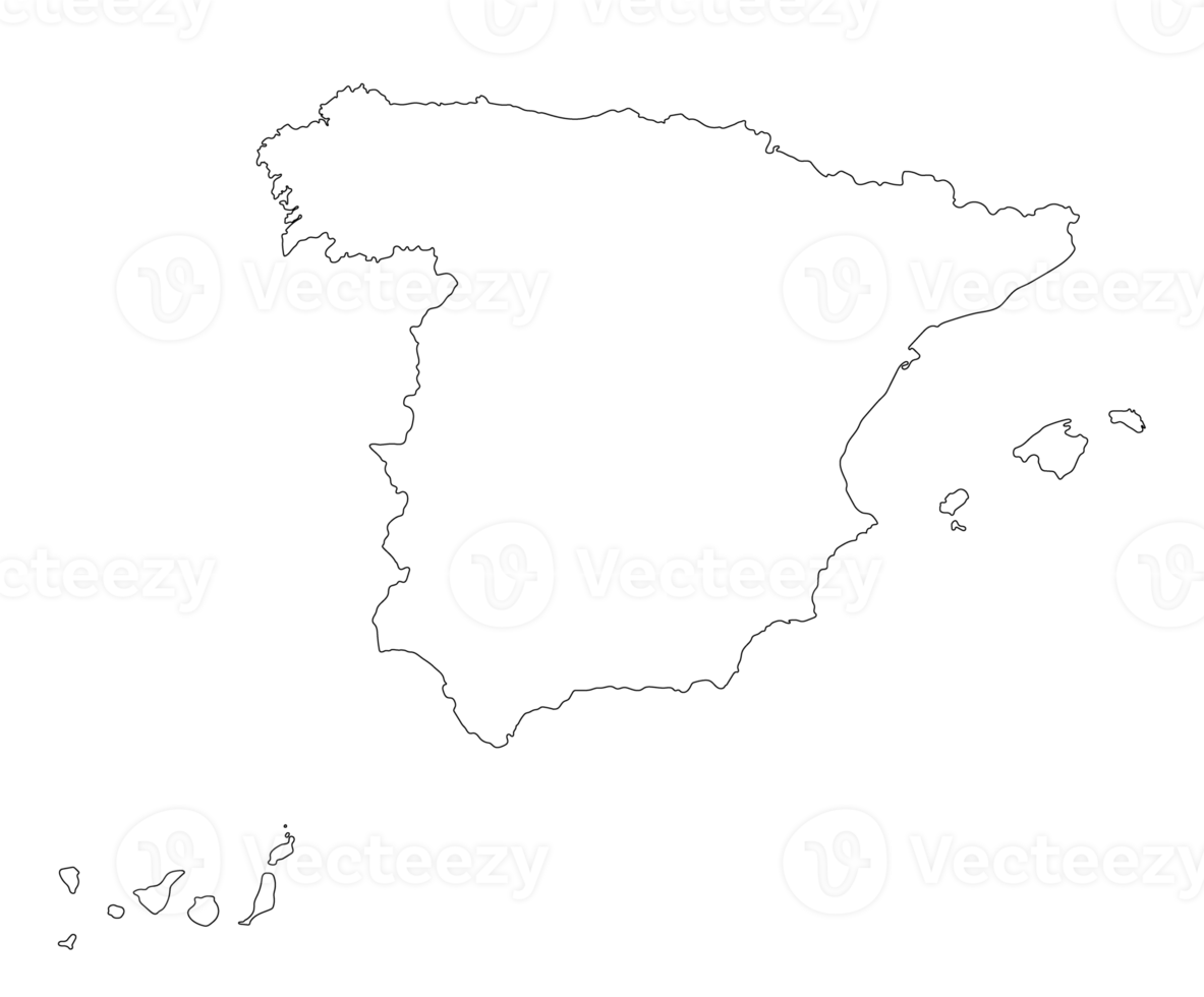 Spain map white color, high details png