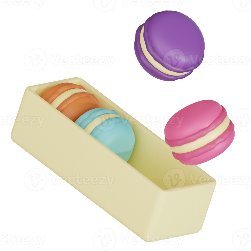 Colorful macarons 3d sweets icon png