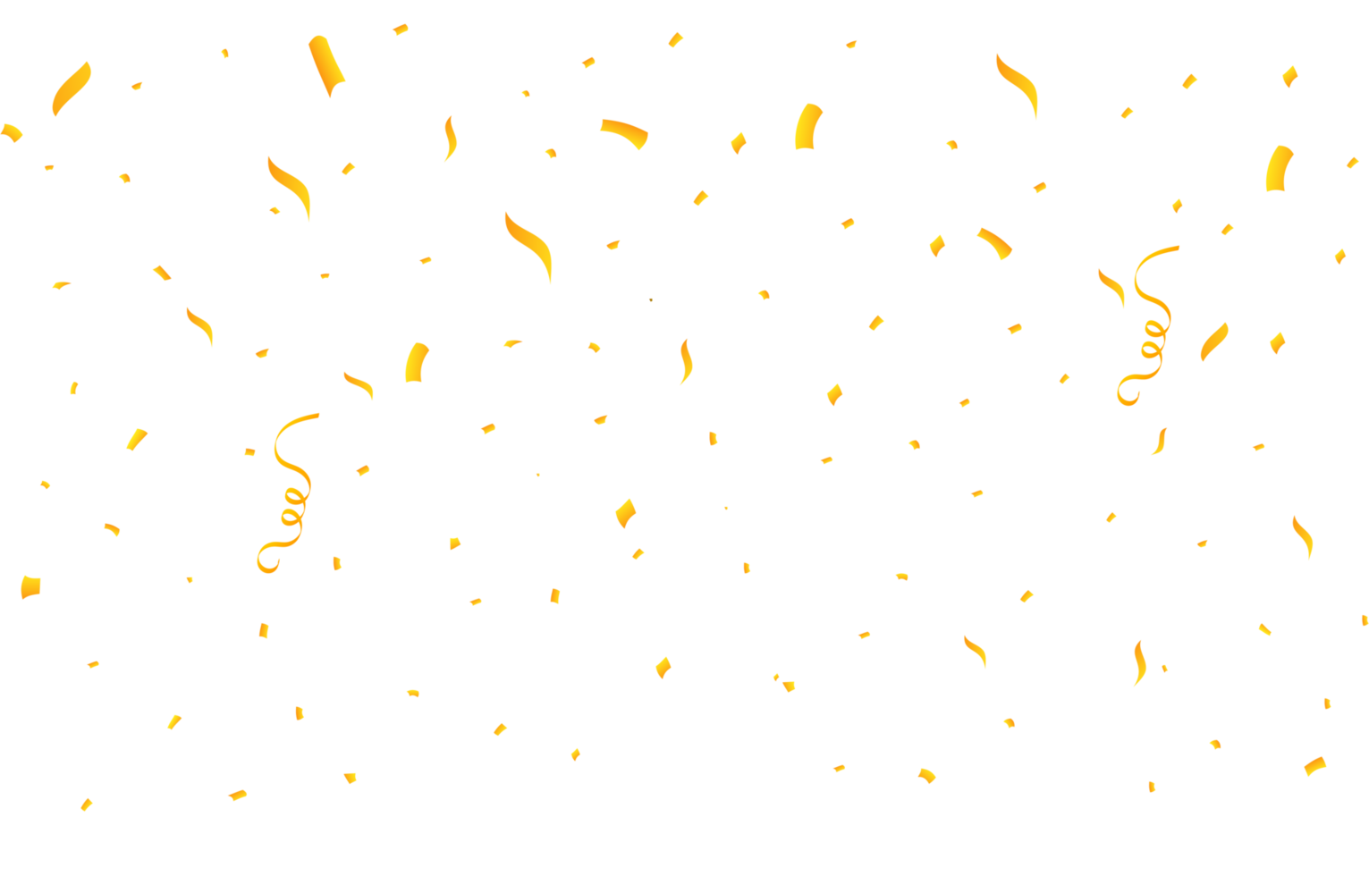Realistic confetti background PNG. Golden celebration confetti ribbon falling illustration. Golden bright confetti isolated on transparent background. Festival elements PNG. Birthday celebration. png