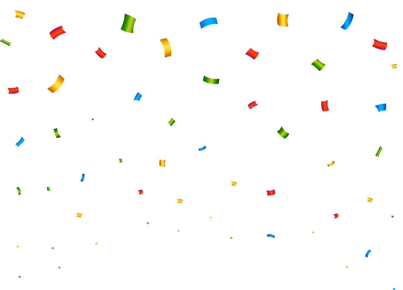 Confetti PNG illustration for festival background. Simple tin foil confetti falling background. Simple red, green, golden, blue confetti on transparent background. Celebration event and party PNG.