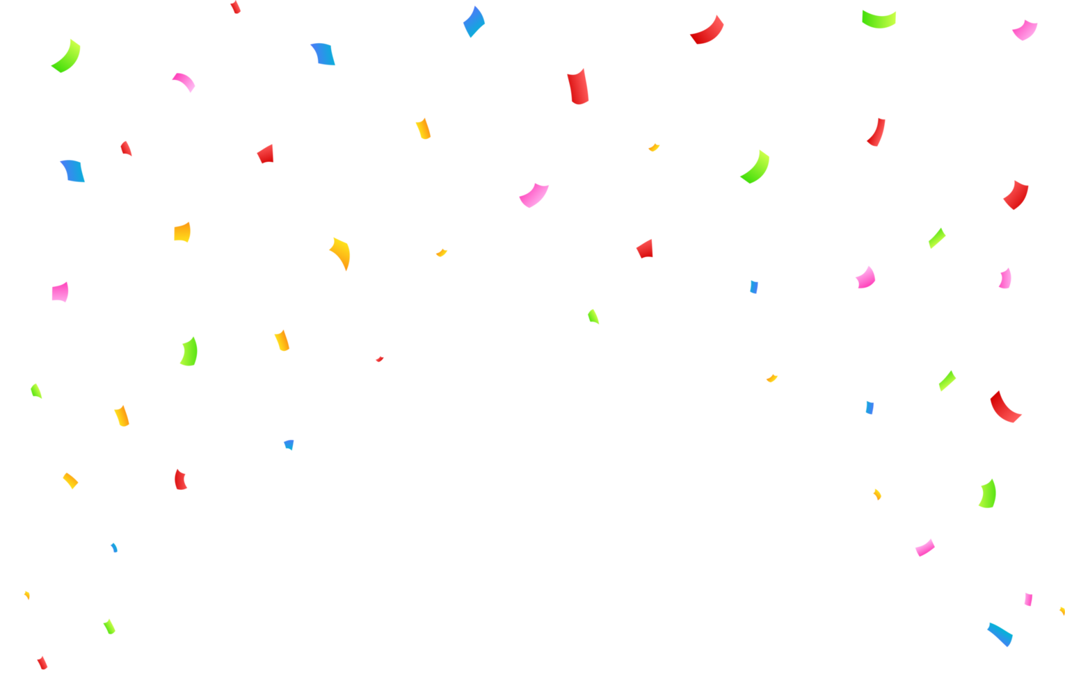 Realistic confetti and tinsel falling background. Simple multicolor confetti PNG. Colorful confetti isolated on a transparent background. Carnival elements. Birthday party celebration. png