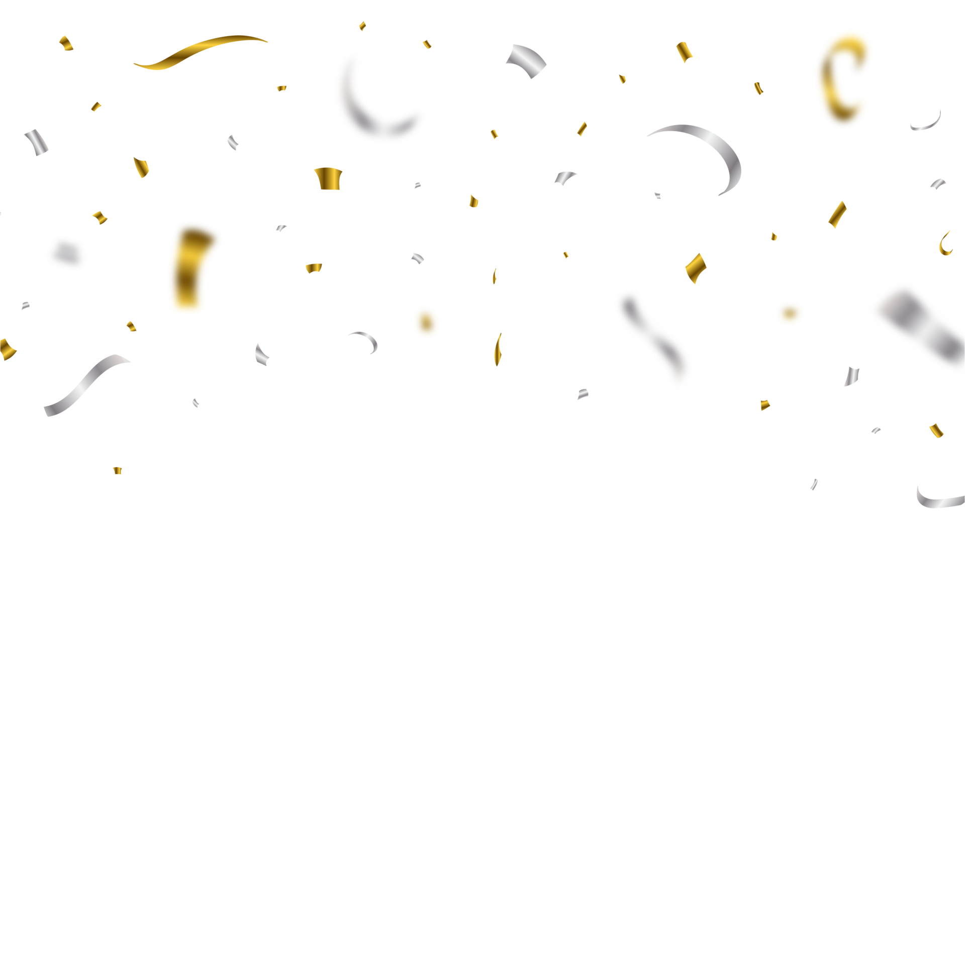 Golden and silver confetti falling isolated on transparent background.  Festival elements PNG. Confetti png for carnival background. Anniversary  celebration. Shiny party tinsel and confetti falling. 23204794 PNG