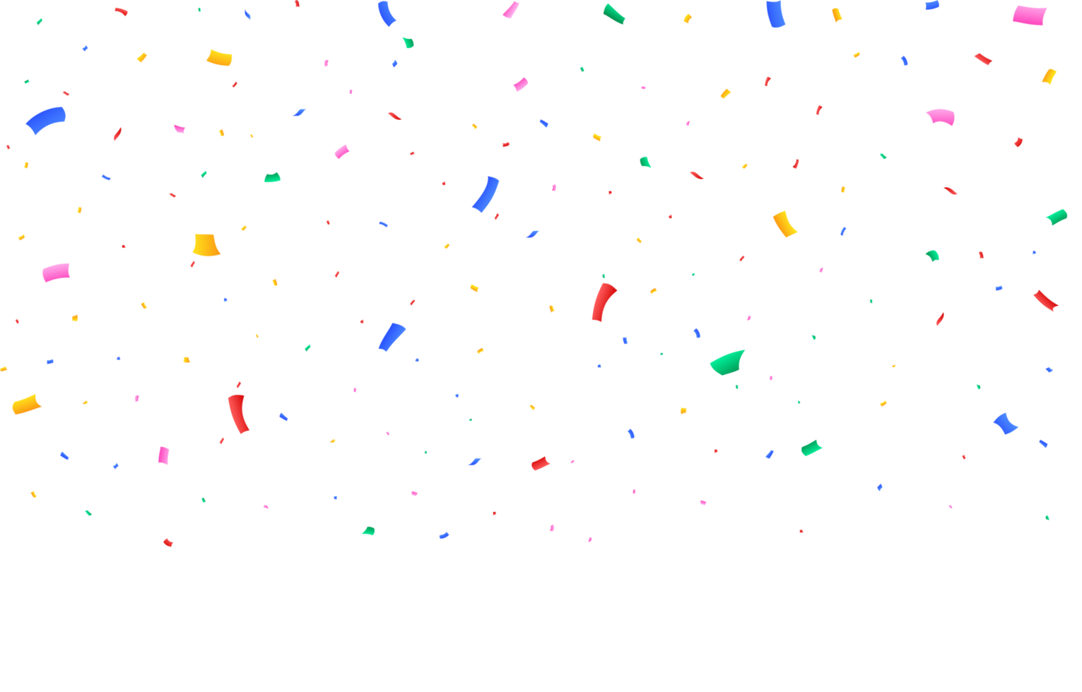 Colorful party tinsel and confetti falling. Confetti PNG for festival background. Colorful confetti falling isolated on a transparent background. Carnival elements PNG. Birthday celebration.