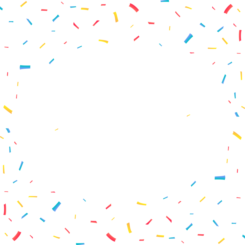 Colorful Party confetti and tinsel falling isolated on transparent background. Carnival elements PNG. Anniversary and birthday celebration element. Colorful confetti and tinsel falling PNG