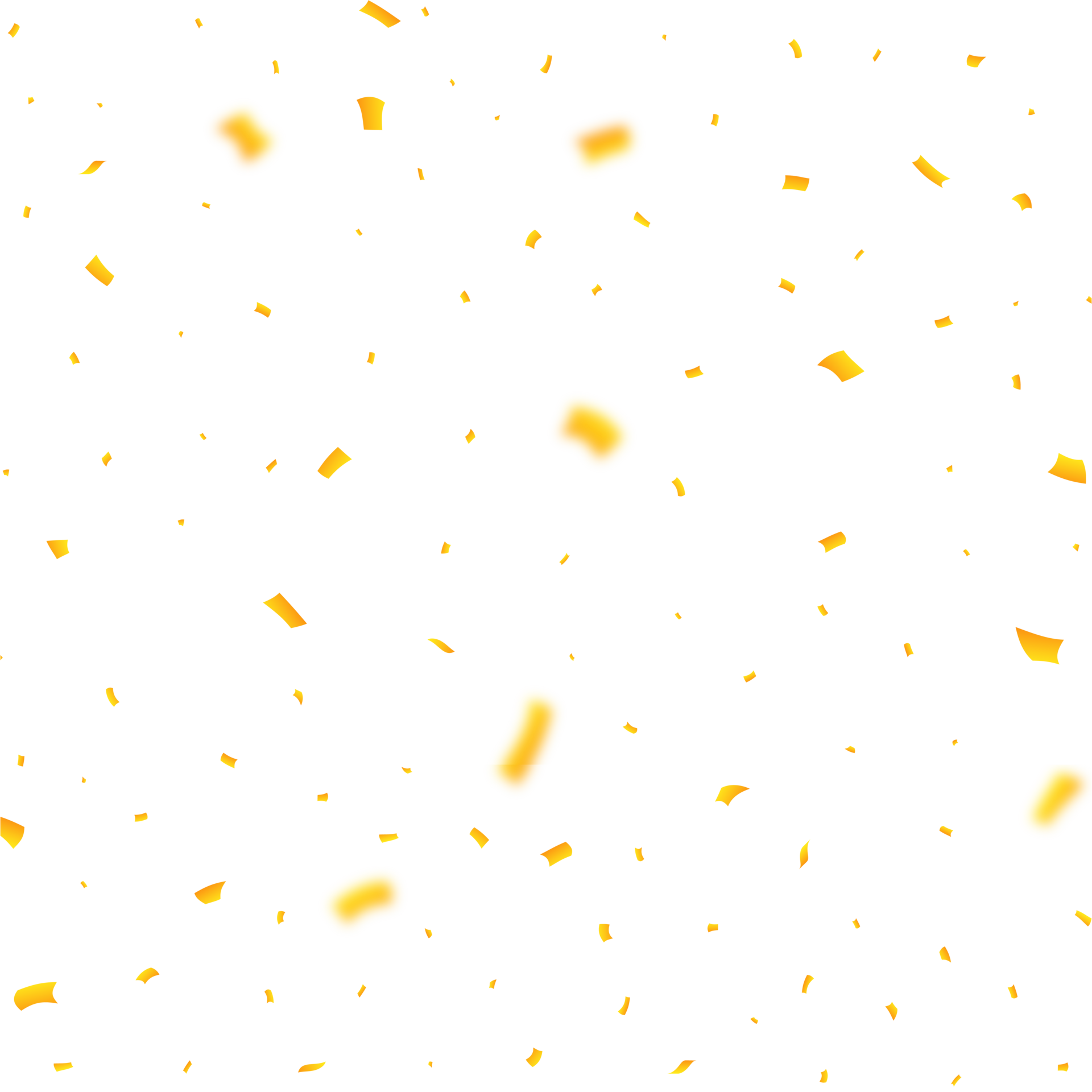Golden confetti falling on a transparent background. Festival elements PNG. Anniversary and