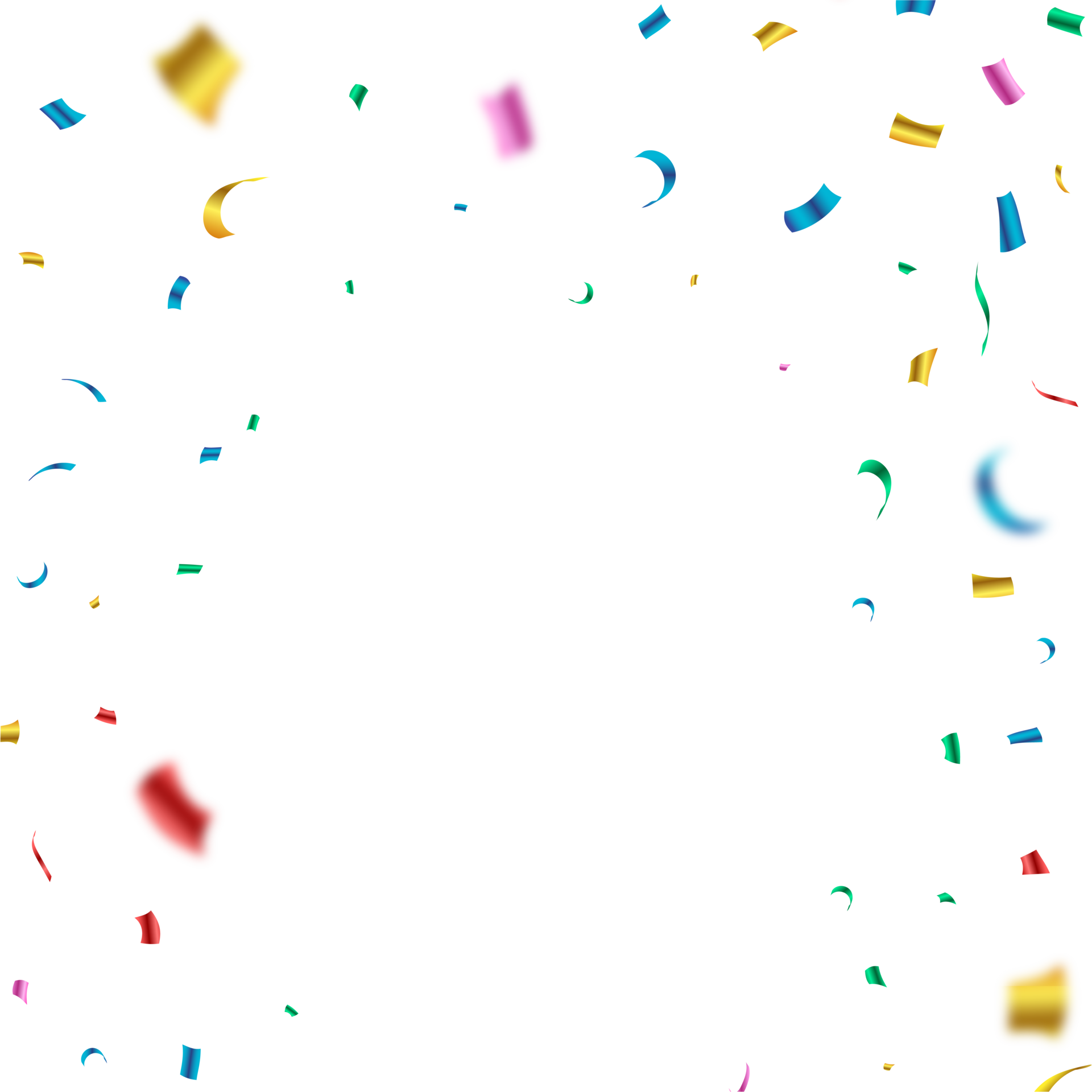 Multicolor confetti on transparent background. Colorful confetti PNG for festival background