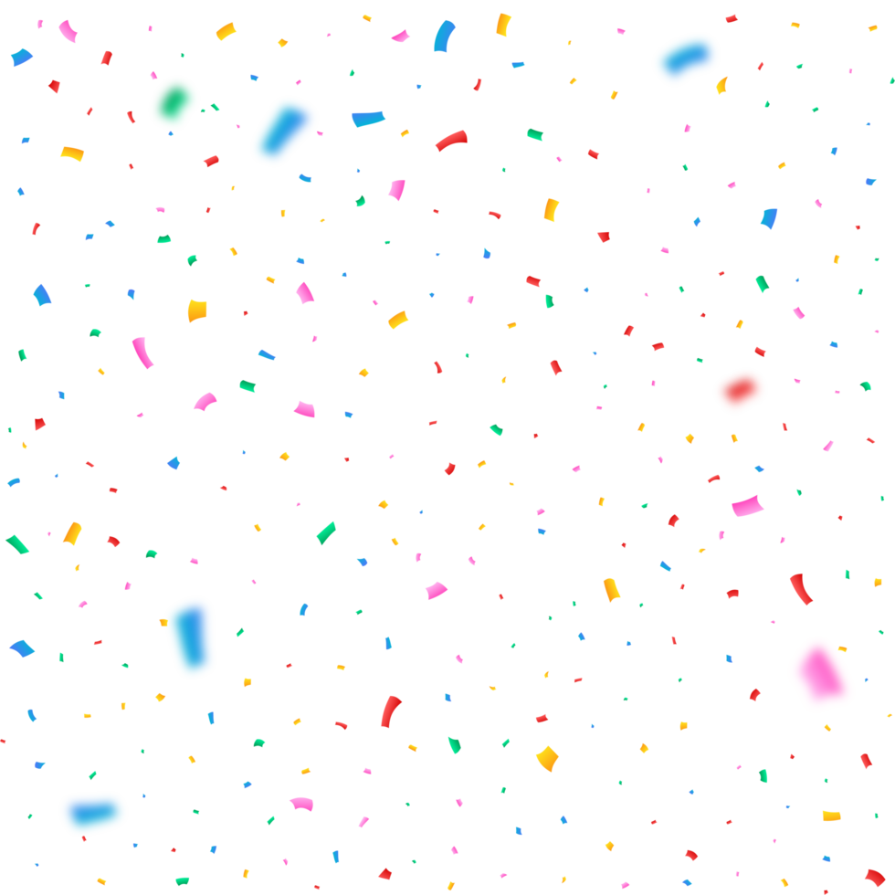 Multicolor confetti falling on a transparent background. Festival and party elements PNG. Colorful confetti and tinsel explosion for carnival or birthday celebration background PNG. png