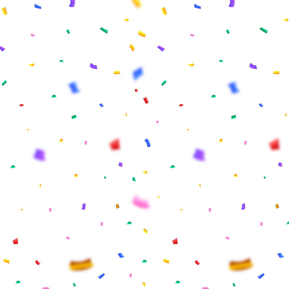 Multicolor confetti and tinsel explosion on a transparent background. Festival and party celebration frame elements PNG. Colorful confetti and tinsel blast for carnival or birthday background PNG. png