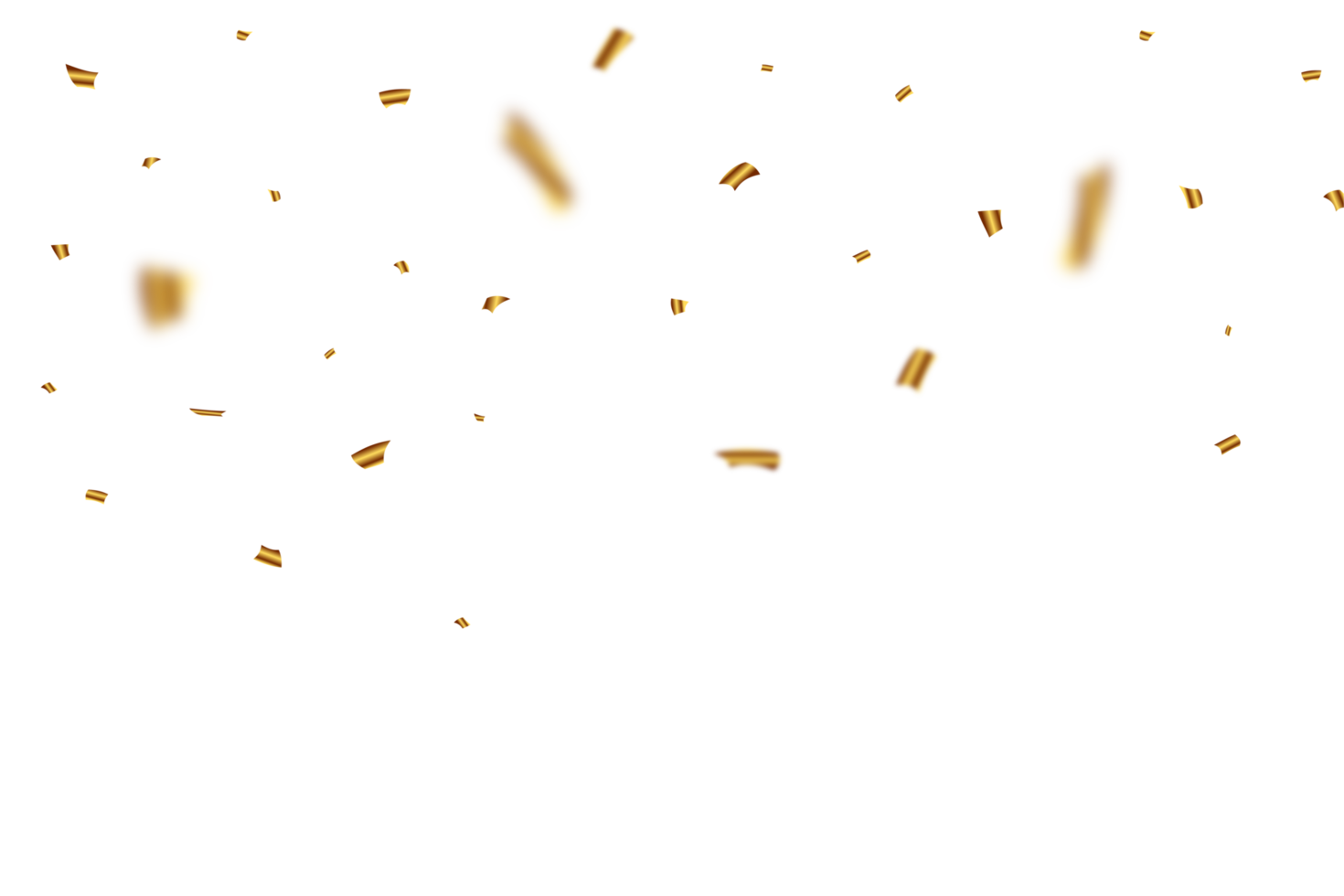 Golden confetti falling illustration on a transparent background. Festival celebration elements PNG with confetti and gold foil. Golden confetti falling for a carnival or party background PNG.