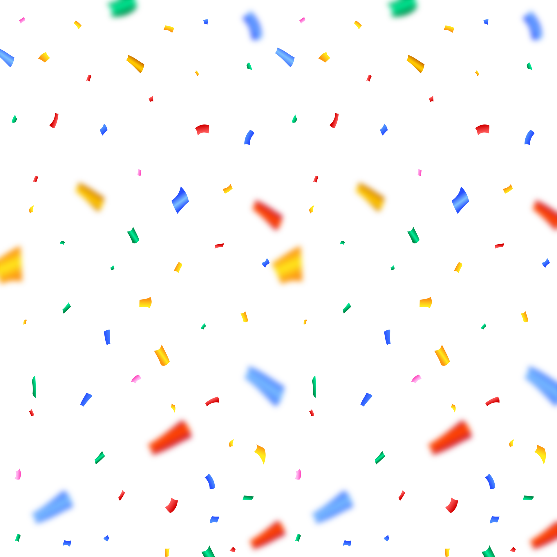 Multicolor confetti falling on a transparent background. Festival and party elements PNG