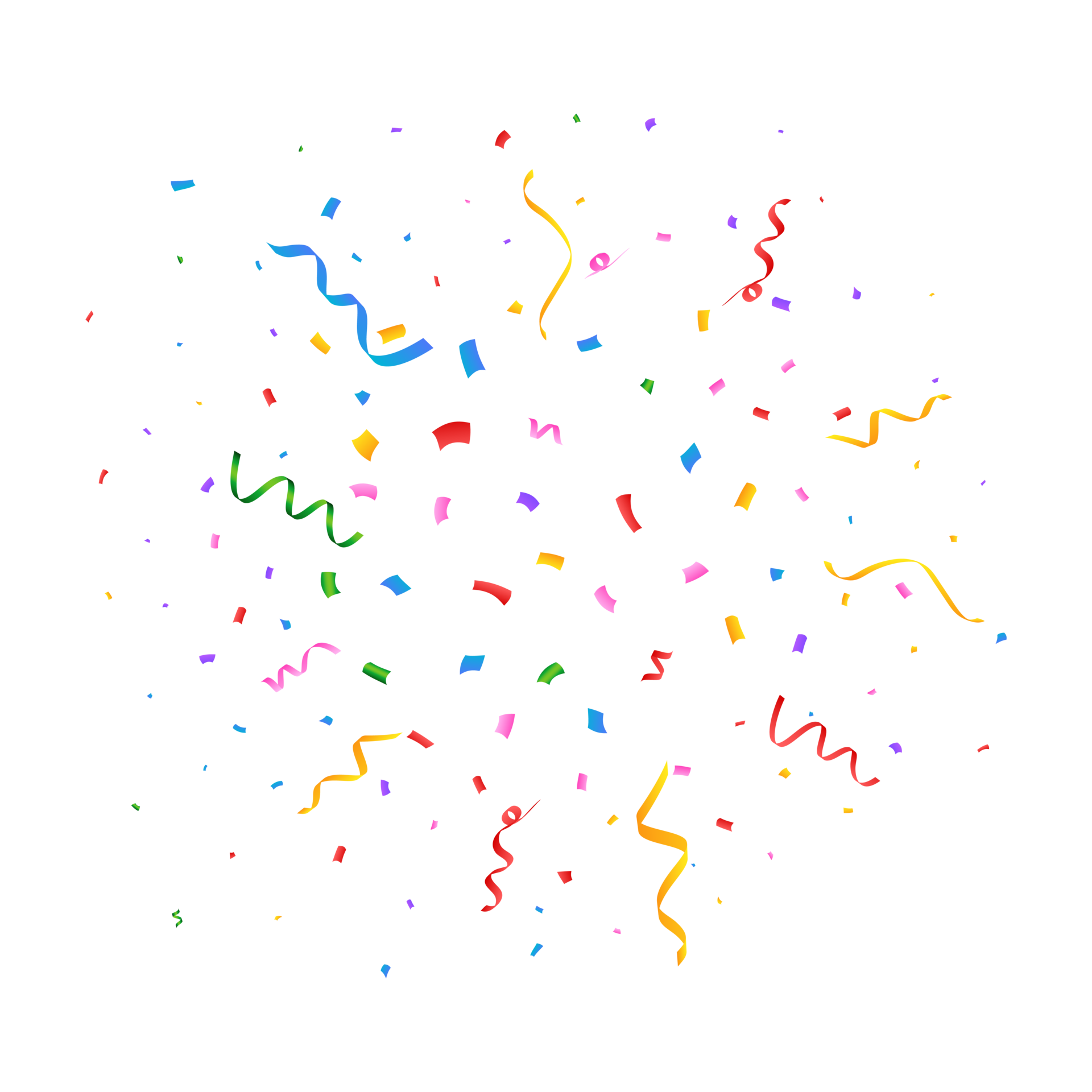Confetti PNG illustration for festival background. Simple tinsel and