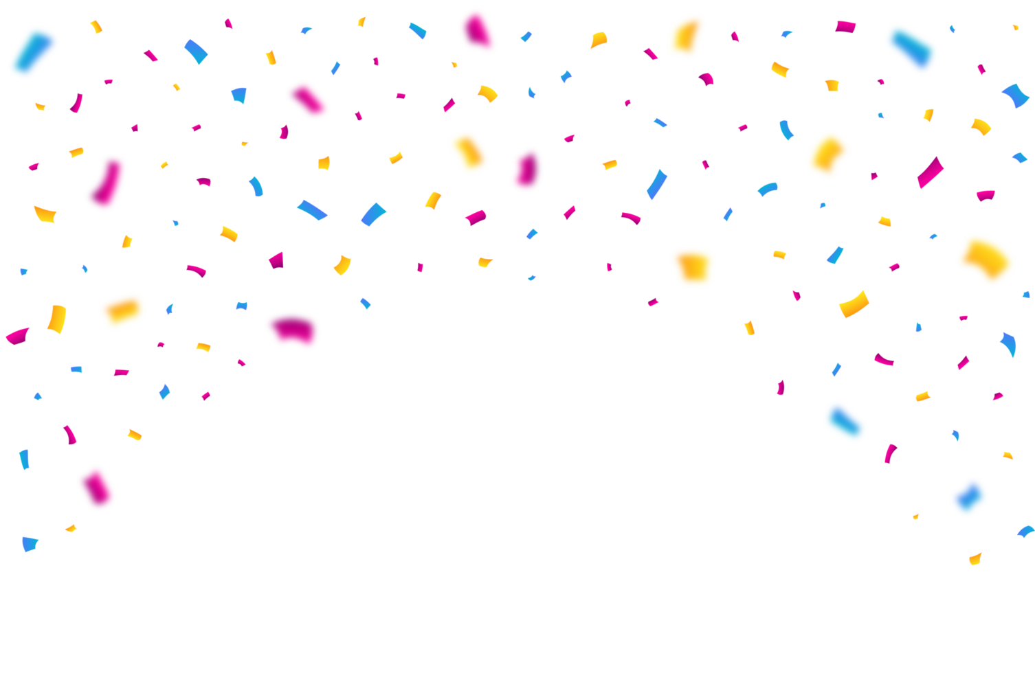 Colorful confetti and tinsel falling PNG. Shiny confetti and tinsel falling isolated on a transparent background. Festival elements PNG. Anniversary and birthday celebration element PNG. png