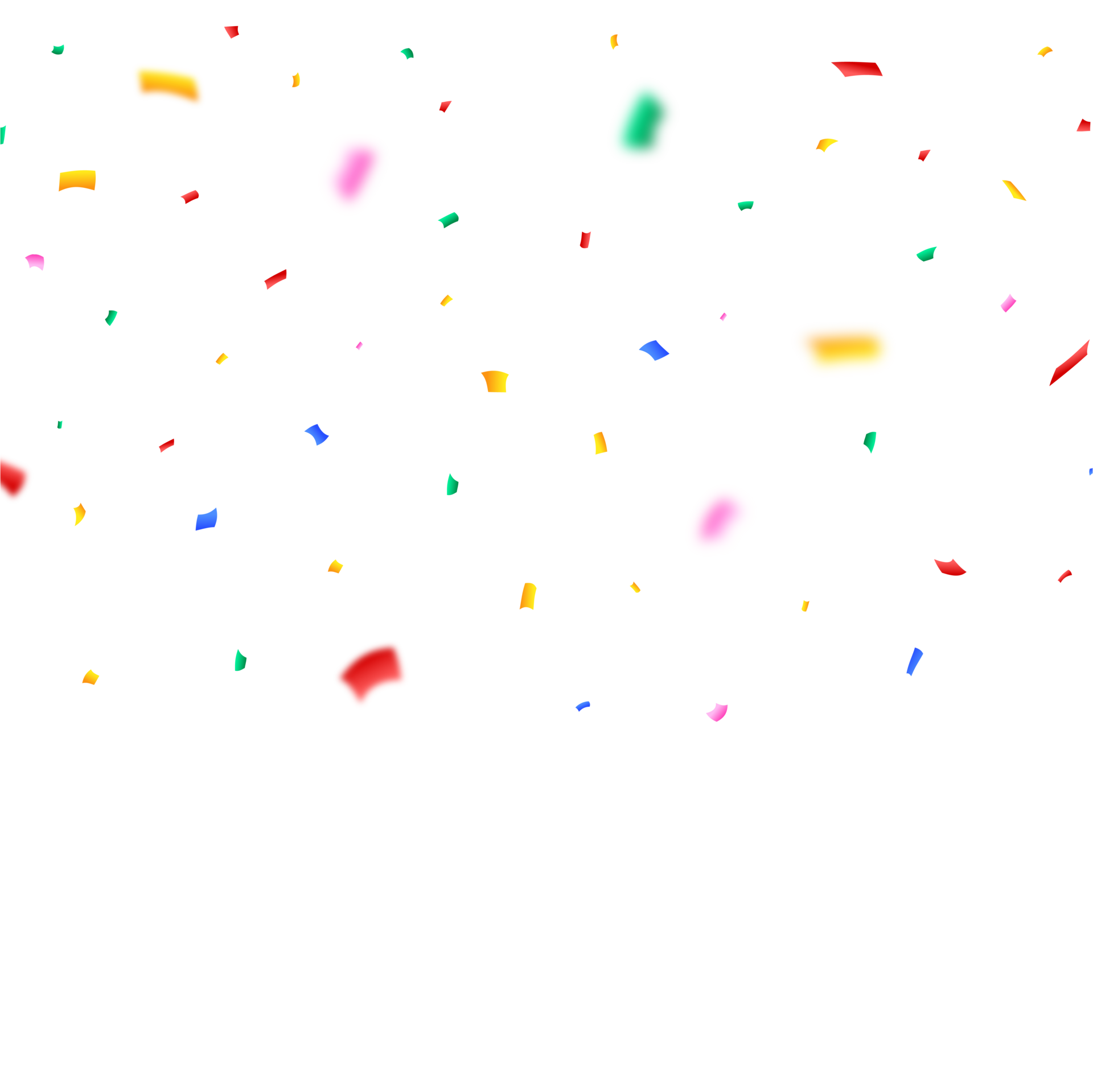 Colorful confetti and tinsel explosion on a transparent background